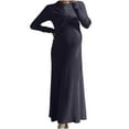 thumbnail image 1 of Tranfacy Robe de Maternité à Manches Longues pour Femme, Robe de Maternité en Tricot, Robe de Maternité en Tricot à Manches Longues à Col Rond, Fausse Robe Longue de Grossesse à Deux Couches, 1 of 3