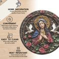 thumbnail image 3 of PU Leather Coasters for Drinks Bar Beer,Set of 6 with Holder,Round Housewarming Gift,Holy Mary With Doves, 3 of 4