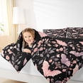 thumbnail image 4 of Homewish Halloween Pink Bat 7-Piece Twin Bedding,Floral Vine Print Bedding Comforter Set,Black Blush,Black Reversible, 4 of 8
