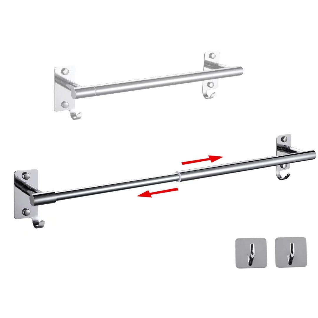 1pc Telescopic Towel Bar, Retractable Rod Wall Drying Rack, Stainless Steel  Shower Towel Rack For Bathroom, Wall Mounted Towel Holder, Towel Clothes  Hanger For Indoor Windows Balcony