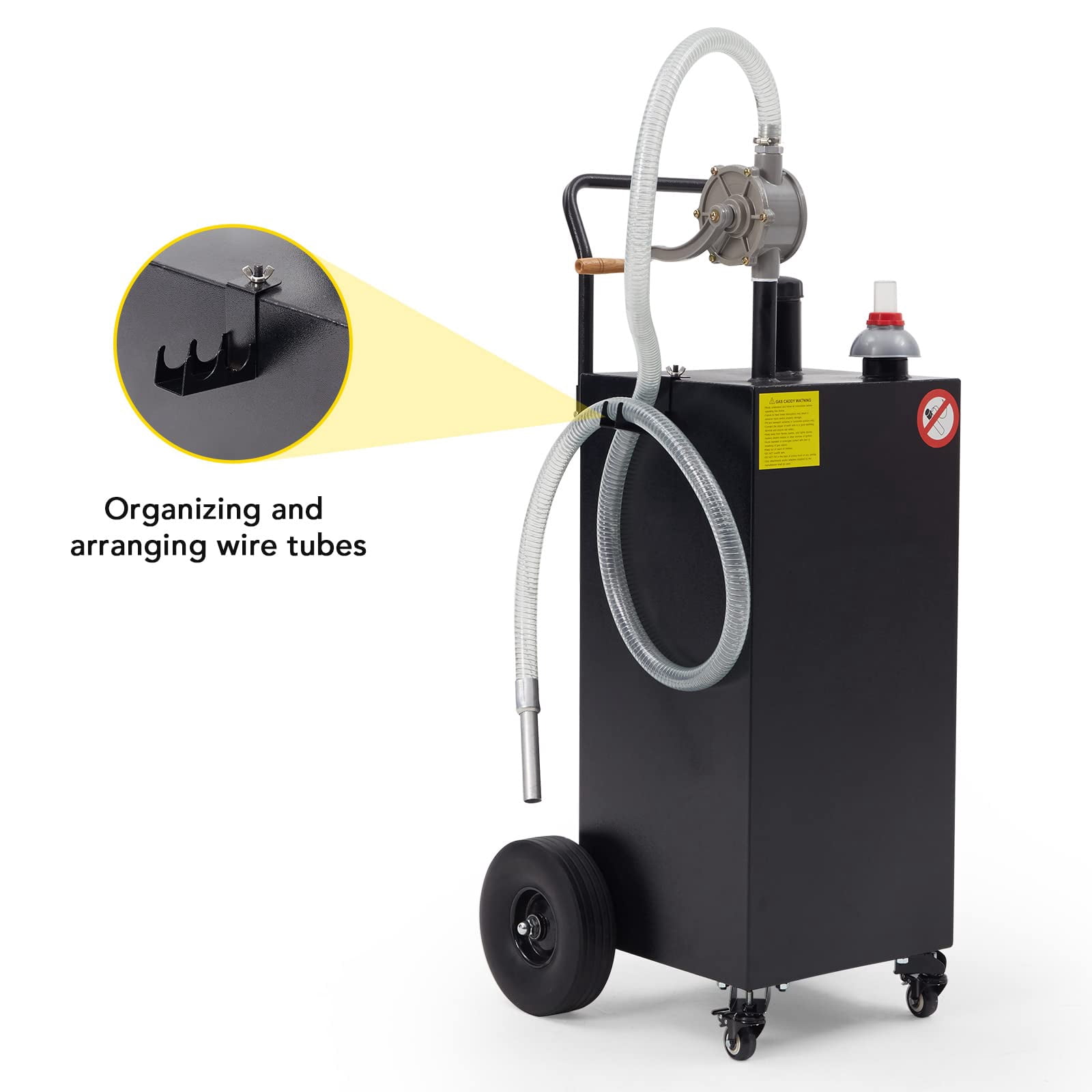 40 Gallon Portable Gas Caddy with PumpStorage Gasoline Tank with 2 Wheels for Boat, Car,Garden, Lawnmower, ATV