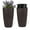 22" - Brown - Rounded, variant on S-HOME Rounded Planter 22" High in Faux Rattan Design 2-Pack with Automatic Watering System for Indoor or Outdoor Use