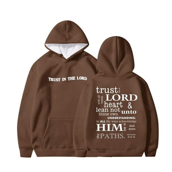 Child Christian Hoodies Sweatshirts Long Sleeve Trust In The Lord Graphic Hooded Girls Casual Oversize Pullover Teen Top Girl Clothing, Brown 9-10 Years