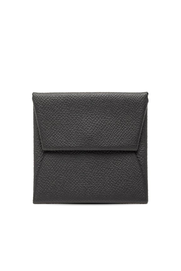 Pre-Owned Herms Bastia Wallet/Coin Case Black Epsom Leather Women's HERMES (Good)
