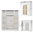 thumbnail image 5 of 71" Tall Armoire Wardrobe Closet, Wooden Clothing Storage Cabinet with Hanging Rod, Stand Alone Coat Cabinet with Adjustable Shelves and Rattan Decorative Doors, White, 5 of 9