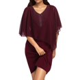 thumbnail image 1 of Robe de Plage pour Femmes Grande Taille, Robe pour Femmes Grande Taille Unie à Manches Courtes, Col en V, Robe Longue Décontractée, 1 of 4