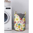 thumbnail image 3 of Fruits Laundry Bag, Doodle of Exotic Sun Harvest Cherries Watermelons, Hamper Basket with Handles Drawstring Closure for Laundromats, 13" x 19", Multicolor, by Ambesonne, 3 of 4