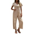 thumbnail image 1 of YDLCAFD Combinaison Courte Décontractée à Manches Courtes et Jambes Larges pour Femmes, 1 of 4