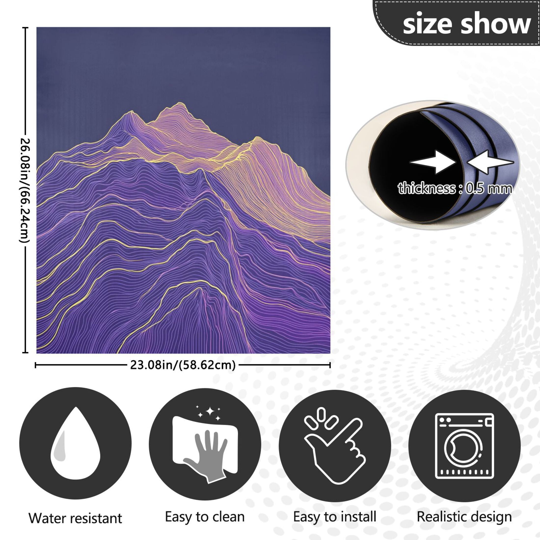 Dishwasher Magnetic Sticker 23x26 Inch Refrigerator Magnetic Sticker Washing Machine Magnetic Sticker Kitchen Panel Magnetic Sticker Home Decor Purple Line Mountain