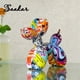 thumbnail image 2 of Figuras de perro de globo nórdico para interiores, accesorios de resina para perros, decoración de oficina en casa, cachorro de lujo, Graffiti, objetos de colección de arte, 2 of 4