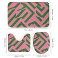 thumbnail image 3 of Shower Curtain Set 4 Piece include Shower Curtain and Rugs and Non Slip U Shaped Toilet Rugs Luxury Bathroom Decor Pink Green Diagonal Lines, 3 of 5