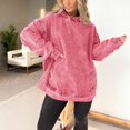 thumbnail image 2 of Denim Hoodie, Yigetop Ladies' Long Sleeve Pullover Sweatshirts Versatile Loose Hooded Pullover Denim Sweatshirt Jean Hoodie Women, Watermelon Red M, 2 of 4