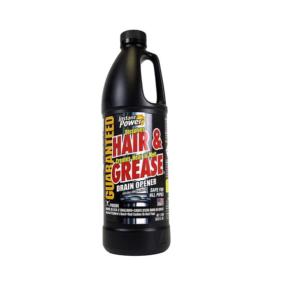 Abridor de desagües Instant Power para cabello y grasa, 1 litro de líquido, paquete de 2