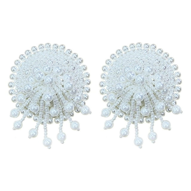 Reusable Pearl Self Adhesive Silicone Nipple Cover Pasties Pearl Bras Sticker Cover Pads with Fringed Nipple Petal