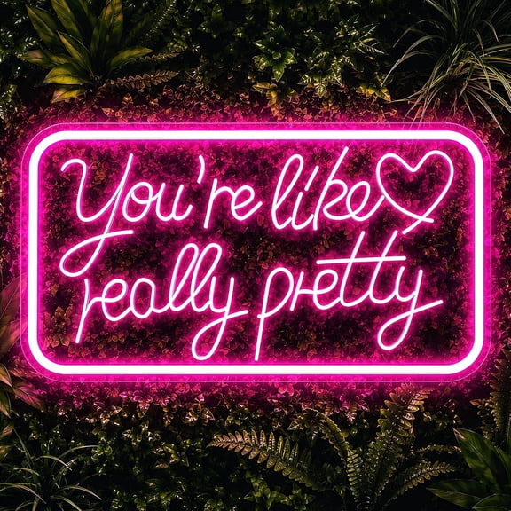 HIBIBUD You’Re Like Really Pretty Neon Sign with Stand, Pink Dimmable Led Neon Sign for Bedroom, Desk Or Wall Decor, Light Up Sign for Party, Gift for Girls & Teens(16" X 9")