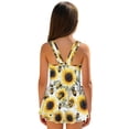 thumbnail image 2 of DISNIMO Girls One Piece Swimsuits Bee Sunflower Print Hawaiian Skirted Bathing Suit for Kids Sleeveless U Neck Swimwear for Summer Beach Vacation, 2 of 8