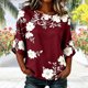 thumbnail image 5 of Neewe Womens Classic Tops 3/4 Sleeve Shirts Round Neck Loose Casual Blouses Floral Print Tshirts, 5 of 6