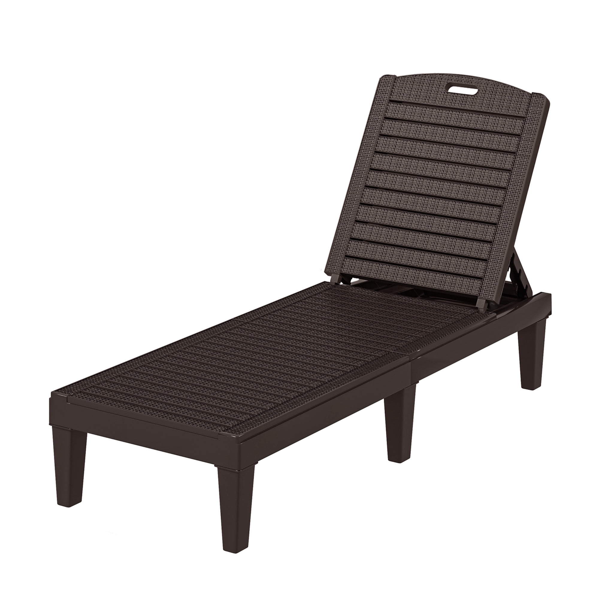 Uforic Outdoor Plastic Chaise Lounge Chair, 5-Position Adjustable Waterproof Poolside Recliner, Easy Assembly Patio Lounger for Garden Backyard, Brown, 1 Piece