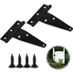 thumbnail image 1 of 4 Piezas Bisagras en T para Puerta de Cobertizo en Negro, Bisagras para Puerta de Granero de 3 Pulgadas, Bisagra con Correa en T para Puerta Resistente, Bisagra con Correa para Puerta de Metal con 24, 1 of 8