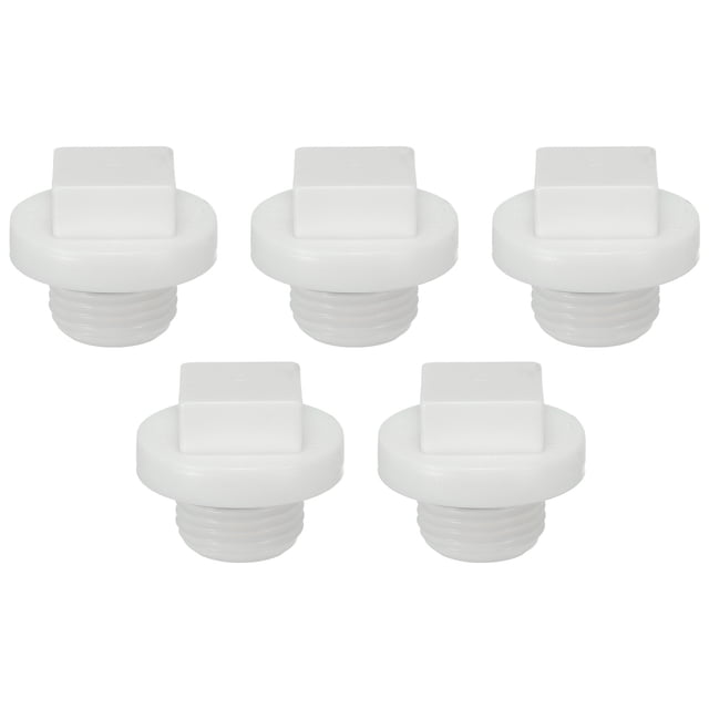 Unique Bargains G1/2' Square Male Thread PPR Pipe Fitting End Cap, Tubing Stopper for Preventing Leakage, White 5Pcs