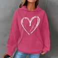 thumbnail image 4 of Graphic Hoodies for Women Fashion Waffle Heart Print Pullover Sweatshirts Long Sleeve Fall Loose Casual Tops with Pocket(Hot Pink XL), 4 of 4