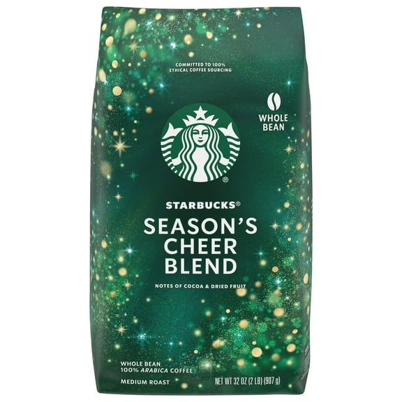Starbucks Season's Cheer Blend Whole Bean Coffee, Medium Roast, 2 Pounds