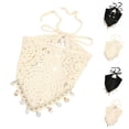 thumbnail image 2 of Head Scarf Gsakboxl Women Crochet Knitted Headscarf With Shell Decor Elegant Summer Headwrap Headbands Hair Accessories Beige, 2 of 8