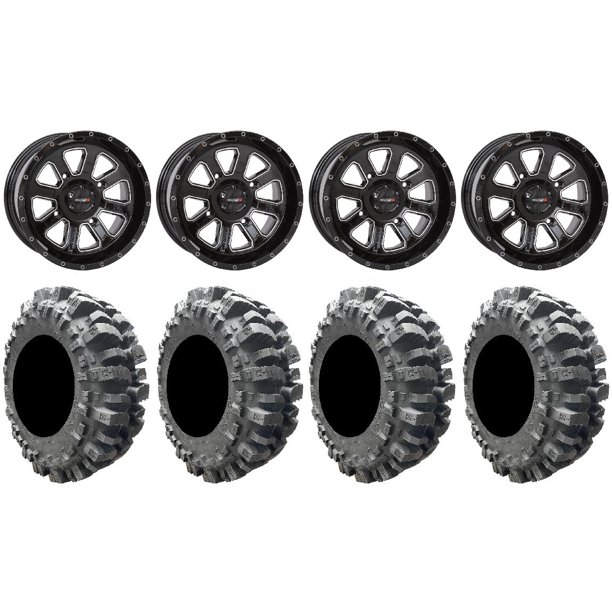 System 3 ST4 Black 14" Wheels 27" Bogger Tires Yamaha Viking Wolverine