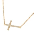 thumbnail image 2 of 925 Sterling Silver Rose Gold-Tone Sideways Cross White CZ Pendant Necklace, 2 of 2