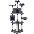 thumbnail image 6 of Yaheetech 79'' Multilevel Cat Tree Condo with Basket & Scratching Posts & Ramp, Dark Gray, 6 of 8