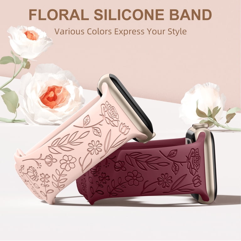NEW 4 Pack Floral Apple Watch Bands Amazon.com: DaQin 4 Pack Floral Engraved Bands Compatible  main image 3
