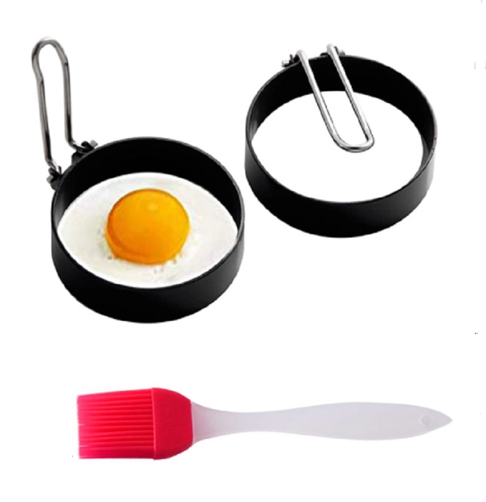 1/2Pcs Nonstick Stainless Steel Handle Round Egg Rings Shaper Pancakes Mold Tool