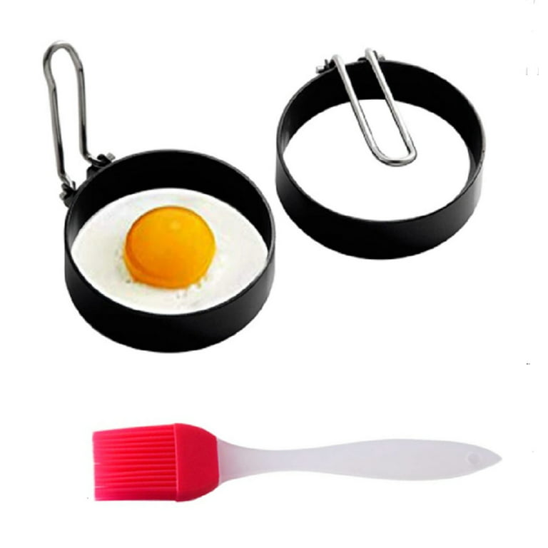 1pc Thickened Stainless Steel Non-stick Round Egg Frying Pan With Red  Handle, Suitable For Egg Shaped Molds