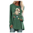 thumbnail image 2 of Puntoco Navidad Mujer Moda Tallas grandes Estampado Cuello redondo Manga larga Camiseta Blusa Puntoco Puntoco-4865, 2 of 5