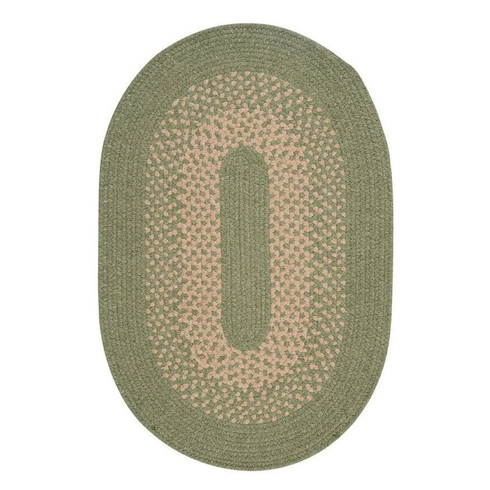 3' x 5' Green and Beige Reversible Oval Area Throw Rug