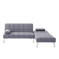 thumbnail image 6 of BSHTI 107" Velvet L-Shaped Sectional Sleeper Sofa with Reversible Chaise, Split Back & 3-Position Adjustment, Tufted Design, Metal Legs, for Living Room & Guest Room Gray, 6 of 10
