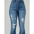 thumbnail image 5 of Flare Jeans for women High Waisted Distressed Pockets Fashionable Hip Lifting Raw Hem Button Zipper Vacation, 5 of 5