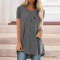 thumbnail image 2 of Hauts d'Été pour Femmes 2023 Mode Femmes T-Shirt Imprimé Col Rond Manches Courtes Tee Décontracté Blouse, 2 of 4