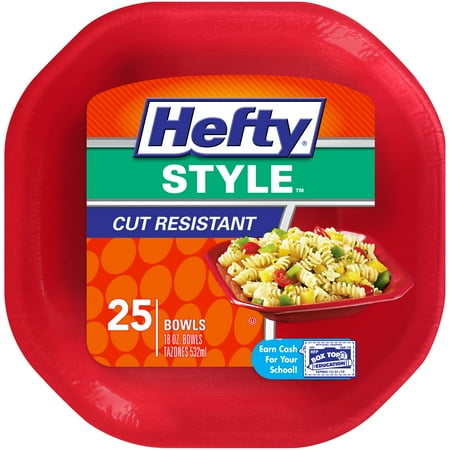 Hefty Style Small Square Foam Disposable Bowls, 25 Count