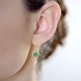 thumbnail image 4 of 10k Yellow Gold Genuine Round Emerald and Diamond Vintage Style Halo Earrings, 4 of 5