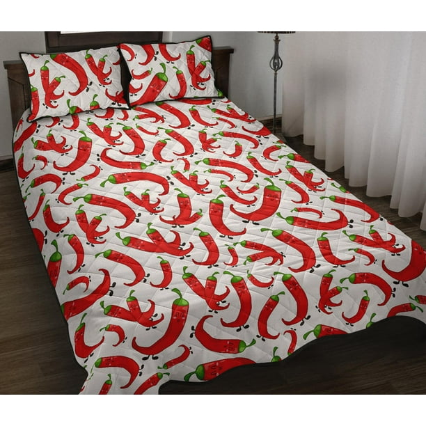 Juego de cama edredón con estampado de chile rojo