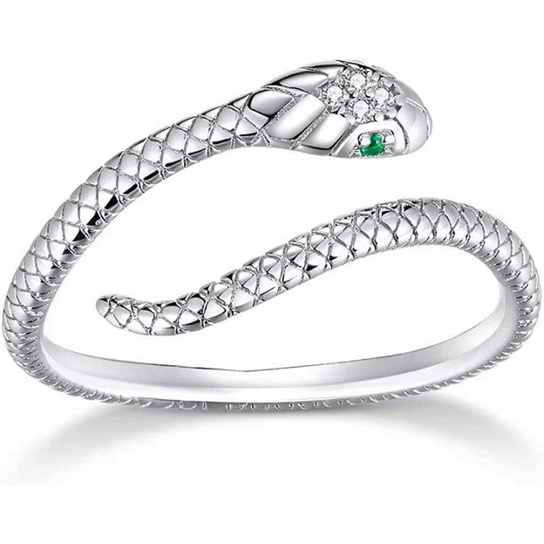 YAZI Snake Ring Adjustable Rings for Women Sterling Silver 925 Ring Draco Malfoy Ring Snake Gifts Men Women Gothic Vintage Party Jewelry for Women Men