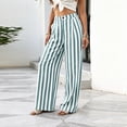 thumbnail image 2 of Womens Palazzo Pants 2026 Summer Linen Striped Wide Leg Trousers Elastic Waist Flowy Lounge Pant Pockets, L, 2 of 6