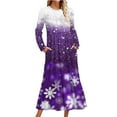thumbnail image 1 of Pisexur Robes de Noël pour Femmes Mode Xmas Imprimé Graphique Fête Vacances Robes Décontractées Col Rond Manches Longues Robe Fluide à Étages Robe Maxi Automne Longues Robes pour Femmes avec Poches, 1 of 4
