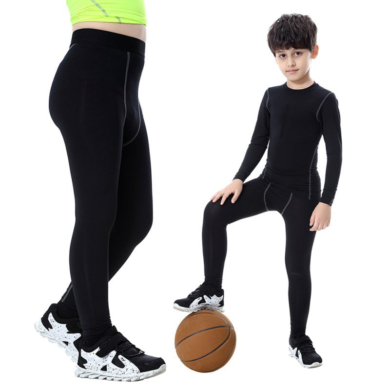 Youth Boys' Compression Pants Kids Running Leggings Sports Football Tights Basketball Baselayer