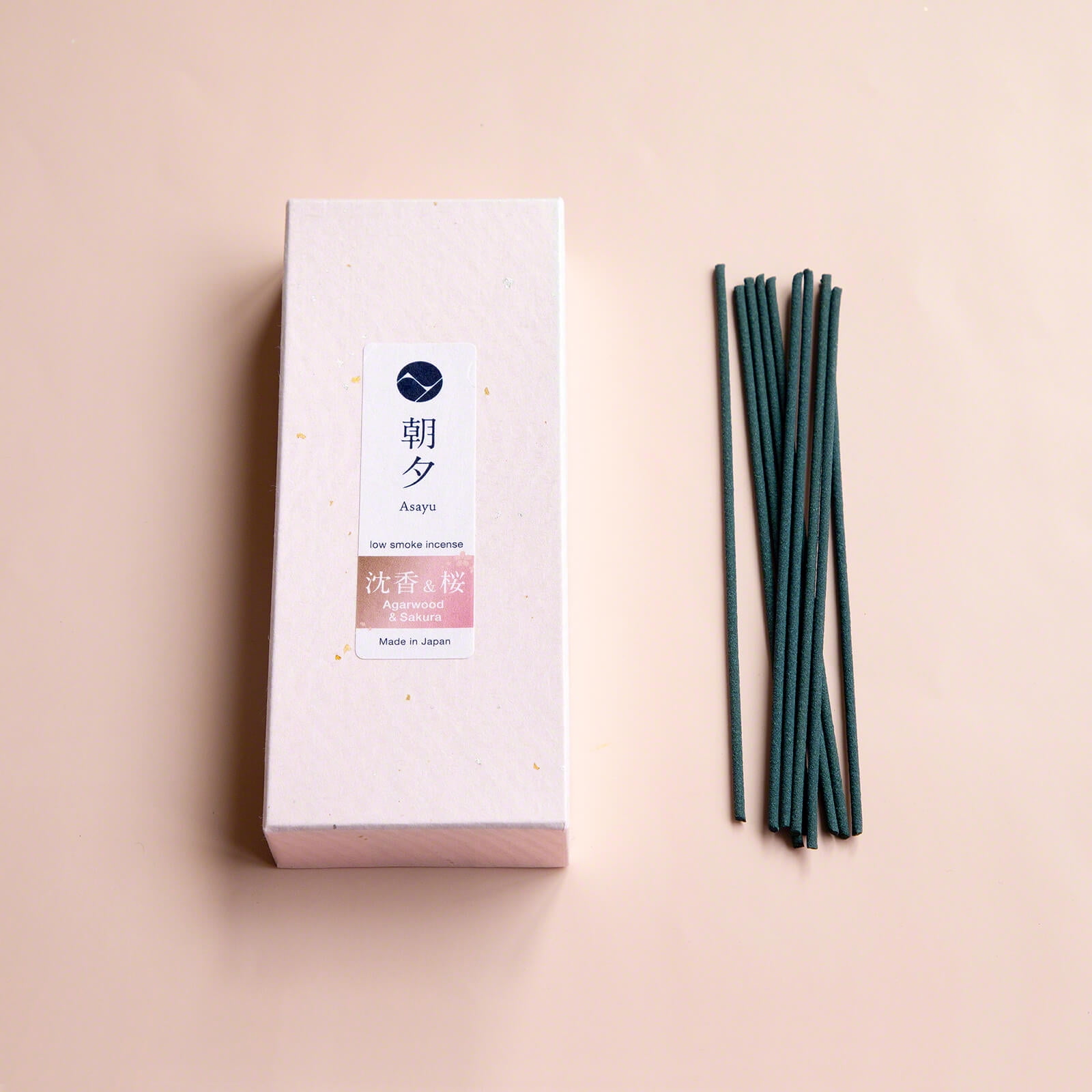 Asayu Japan Low Smoke Incense Sticks Premium Cherry Blossom and Agarwood Blend Made in Japan 1.41oz