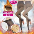 thumbnail image 2 of Fleece Lined Tights Women 2 Pairs Fake Translucent Pantyhose Leggings Winter Thermal Warm Tights Hosiery Skinny Pants Womens Clothes, 2 of 7