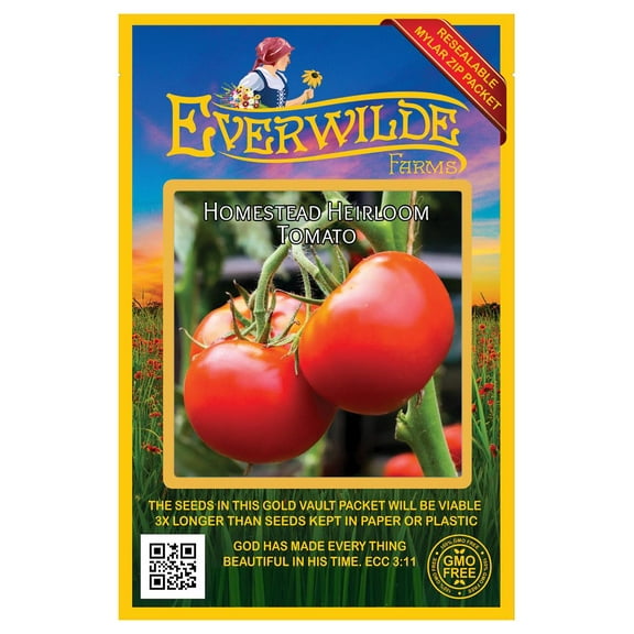 Everwilde Farms - 100 Homestead Heirloom Tomato Seeds - Gold Vault Jumbo Bulk Seed Packet