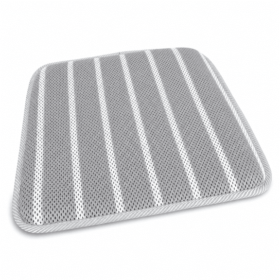 BIMZUC Shower Seat Cushion Soft 4D Mesh Fabric Breathable Pad Gray White Striped for Benches Sitting Bathtub Stool Ergonomic Washable 17.7 inches / 45 cm