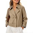 thumbnail image 2 of QQZ Relaxed Cropped Double Breasted Trench Jacket Women, Lightweight Cardigans For Women Trendy, Fall Travel Business Casual Commute Street Daily Outfits, 2 of 9